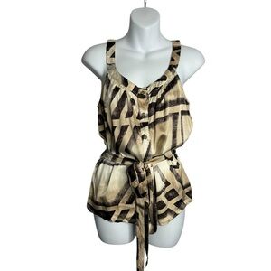 Roberta Scarpa Black Tan Button Front Tie Tank Size 10